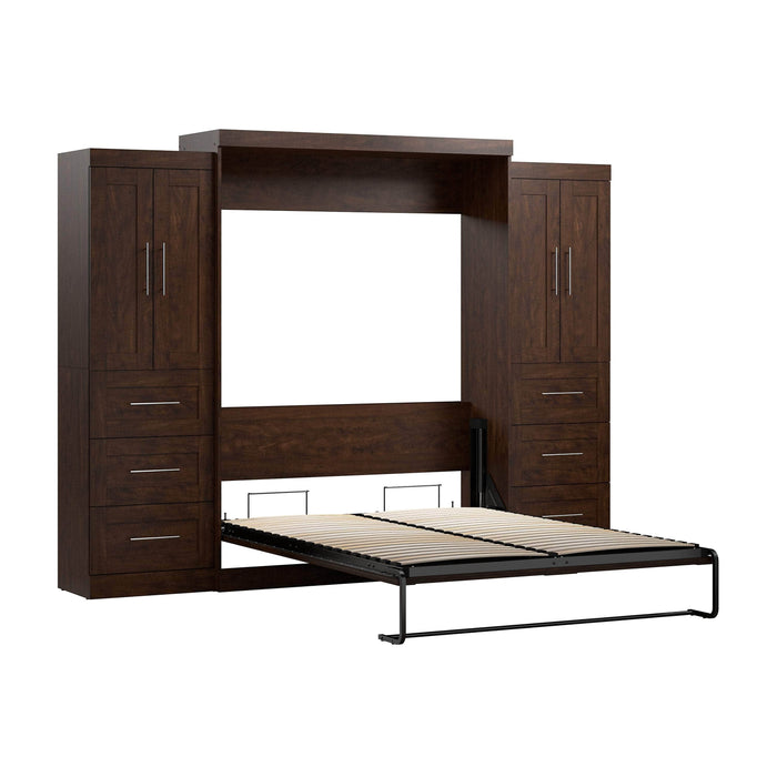 Pending - Bestar Murphy Wall Bed Chocolate Pur Murphy Bed with Closet Storage Cabinets (115W) - Available in 7 Colors