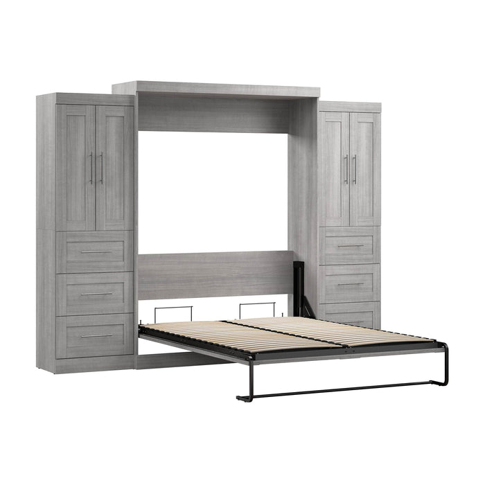 Pending - Bestar Murphy Wall Bed Platinum Gray Pur Murphy Bed with Closet Storage Cabinets (115W) - Available in 7 Colors