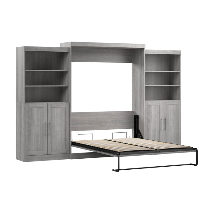 Pending - Bestar Murphy Wall Bed Platinum Gray Pur  Murphy Bed with Closet Storage Organizers (136W) - Available in 5 Colors