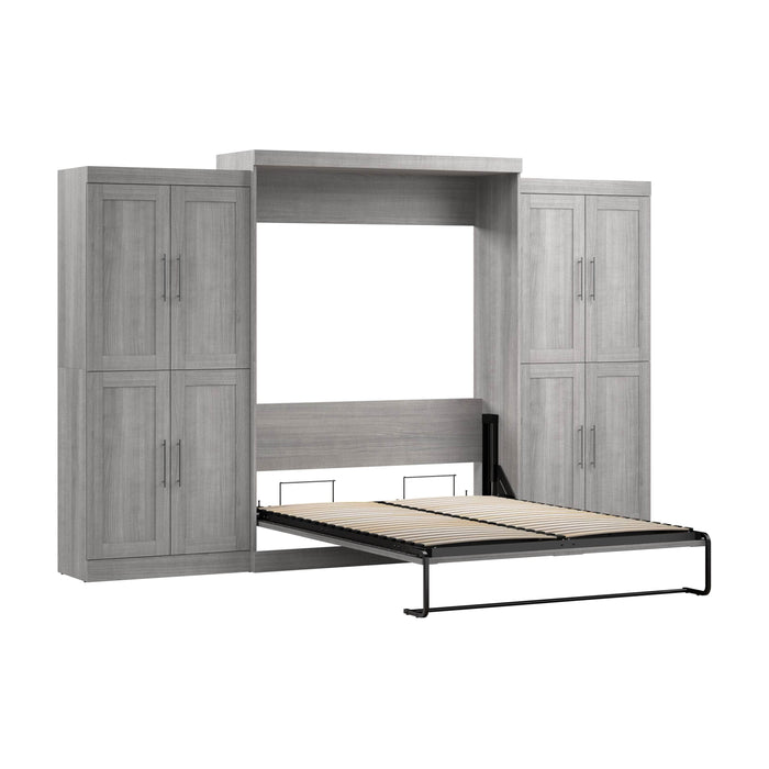 Pending - Bestar Murphy Wall Bed Platinum Gray Pur Murphy Bed with Storage Cabinets (136W) - Available in 5 Colors