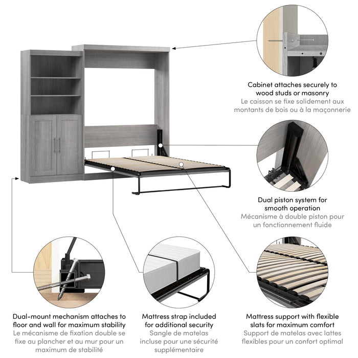 Pending - Bestar Murphy Wall Bed Pur  Murphy Bed and Closet Organizer with Doors (101W) - Available in 5 Colors