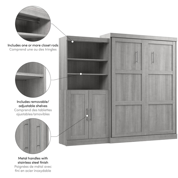 Pending - Bestar Murphy Wall Bed Pur  Murphy Bed and Closet Organizer with Doors (101W) - Available in 5 Colors