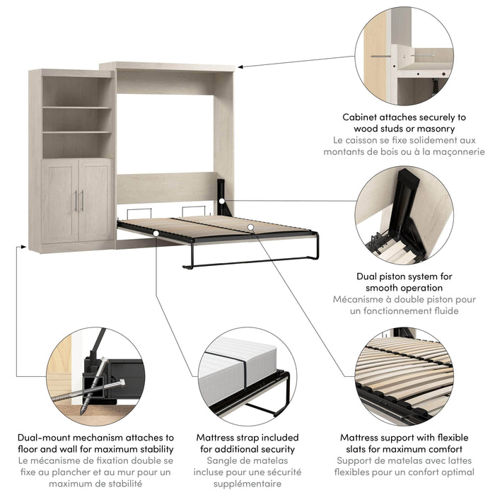 Pending - Bestar Murphy Wall Bed Pur  Murphy Bed and Closet Organizer with Doors (101W) - Available in 5 Colors