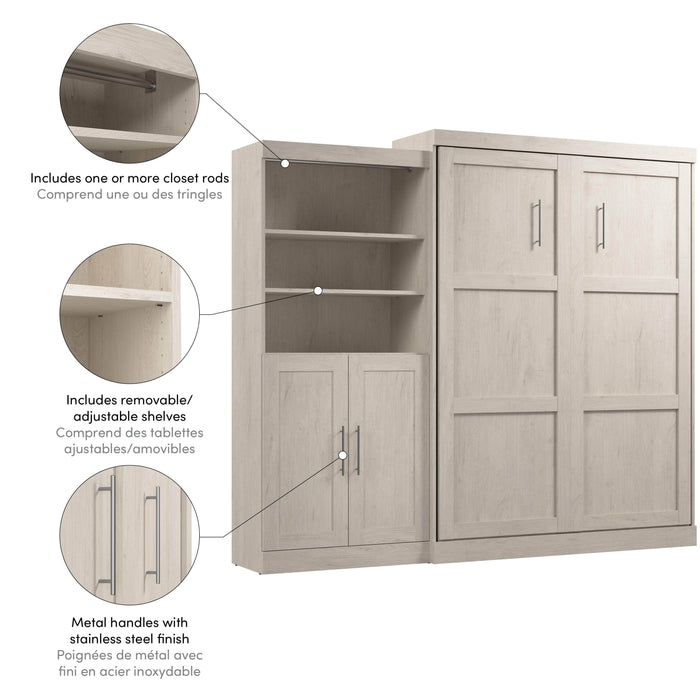 Pending - Bestar Murphy Wall Bed Pur  Murphy Bed and Closet Organizer with Doors (101W) - Available in 5 Colors