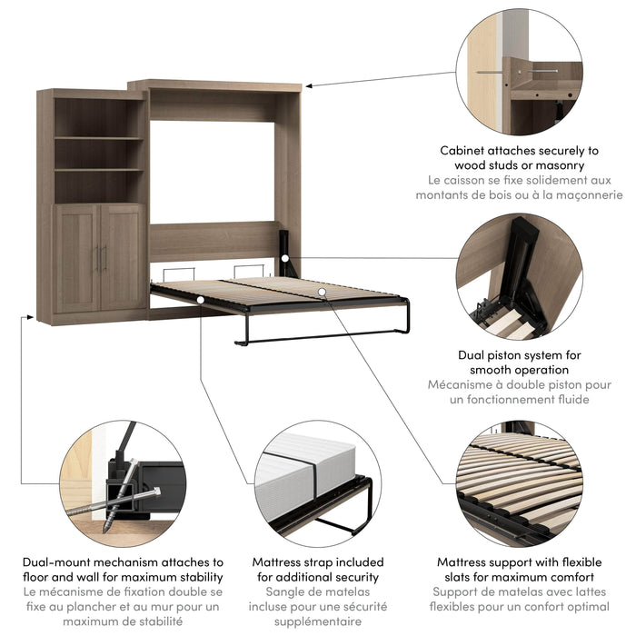 Pending - Bestar Murphy Wall Bed Pur  Murphy Bed and Closet Organizer with Doors (101W) - Available in 5 Colors