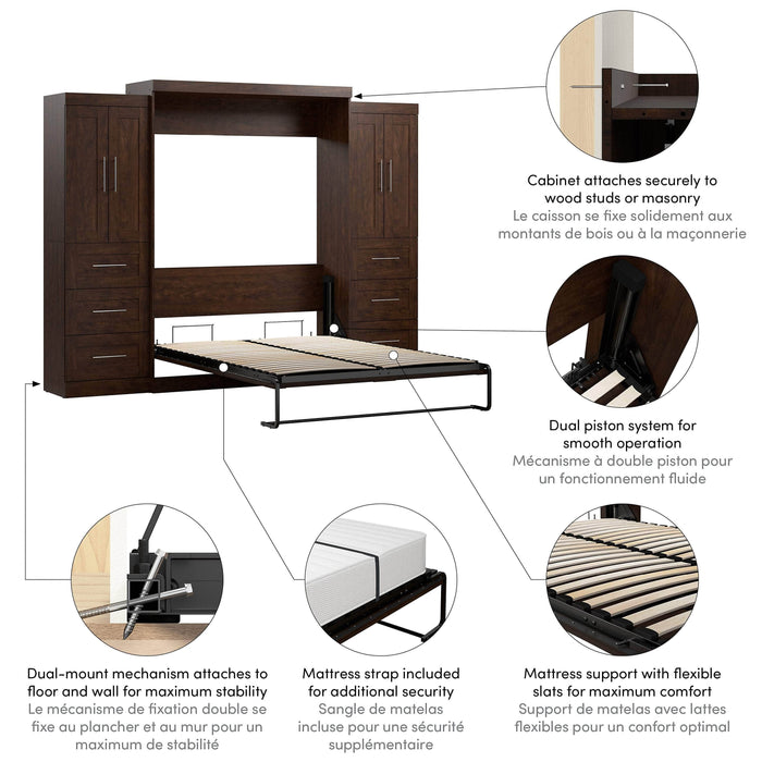 Pending - Bestar Murphy Wall Bed Pur  Murphy Bed with Closet Storage Cabinets (115W) - Available in 7 Colors