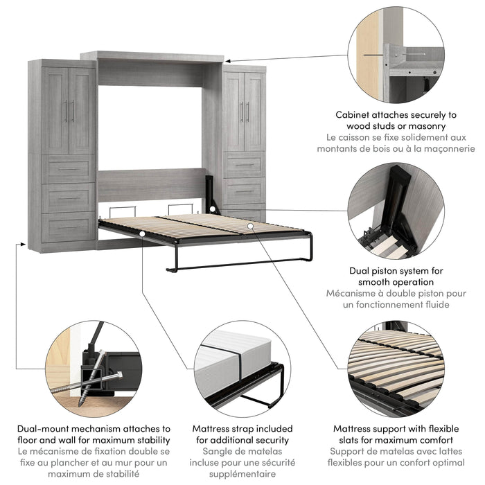 Pending - Bestar Murphy Wall Bed Pur Murphy Bed with Closet Storage Cabinets (115W) - Available in 7 Colors