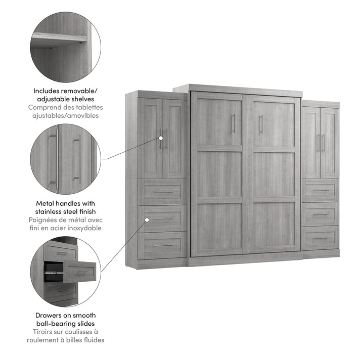 Pending - Bestar Murphy Wall Bed Pur Murphy Bed with Closet Storage Cabinets (115W) - Available in 7 Colors