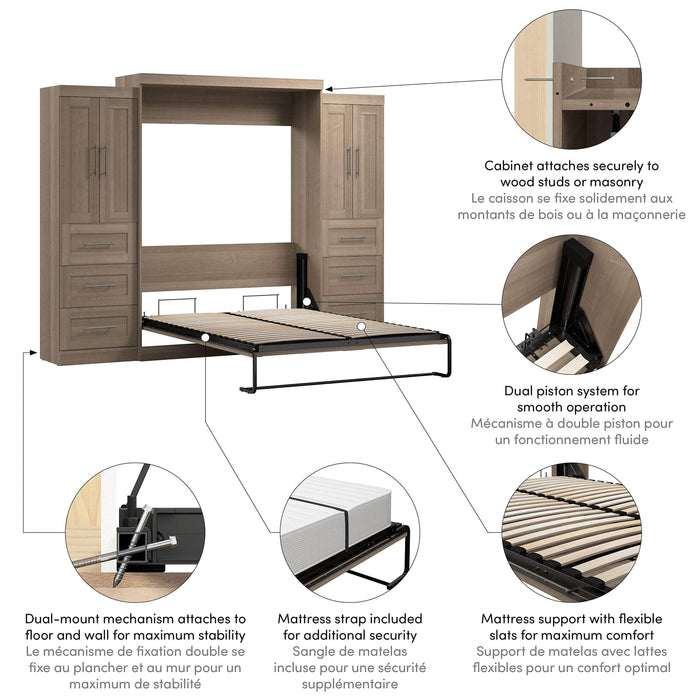 Pending - Bestar Murphy Wall Bed Pur Murphy Bed with Closet Storage Cabinets (115W) - Available in 7 Colors