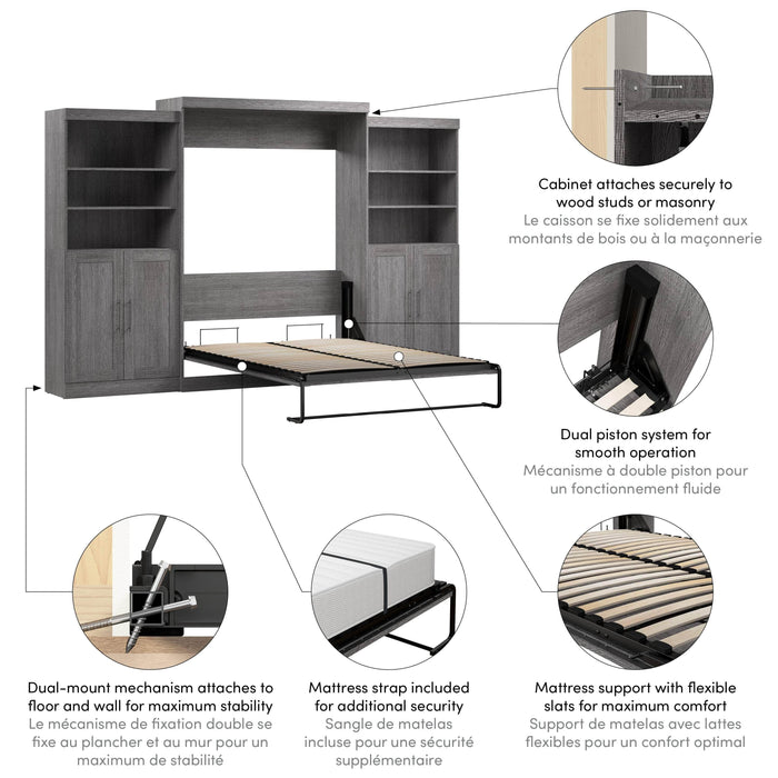 Pending - Bestar Murphy Wall Bed Pur  Murphy Bed with Closet Storage Organizers (136W) - Available in 5 Colors