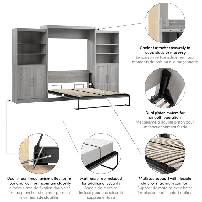 Pending - Bestar Murphy Wall Bed Pur  Murphy Bed with Closet Storage Organizers (136W) - Available in 5 Colors