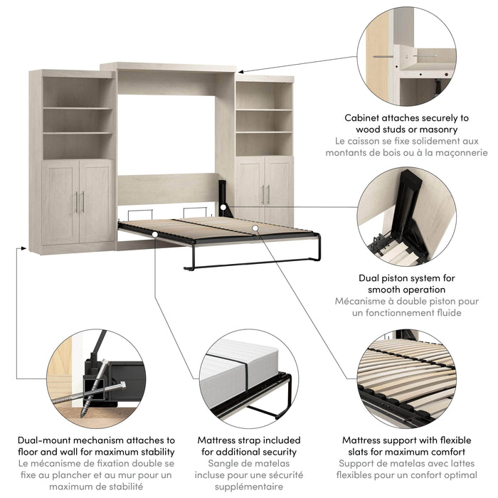 Pending - Bestar Murphy Wall Bed Pur  Murphy Bed with Closet Storage Organizers (136W) - Available in 5 Colors