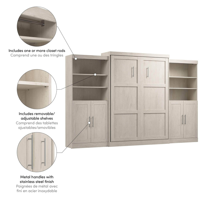 Pending - Bestar Murphy Wall Bed Pur  Murphy Bed with Closet Storage Organizers (136W) - Available in 5 Colors