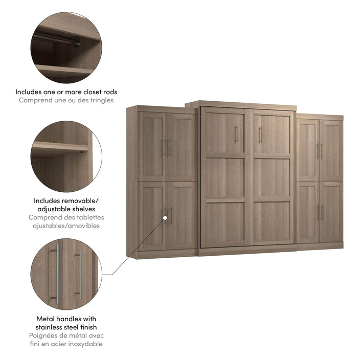 Pending - Bestar Murphy Wall Bed Pur Murphy Bed with Storage Cabinets (136W) - Available in 5 Colors