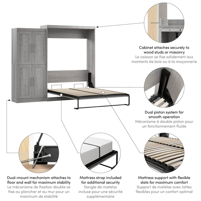 Pending - Bestar Murphy Wall Bed Pur Murphy Bed with Wardrobe (101W) - Available in 5 Colors