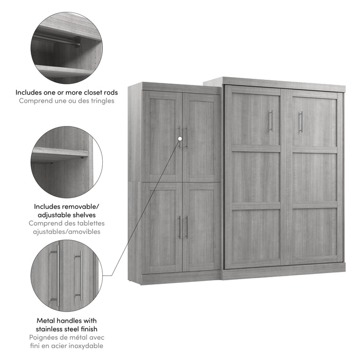 Pending - Bestar Murphy Wall Bed Pur Murphy Bed with Wardrobe (101W) - Available in 5 Colors