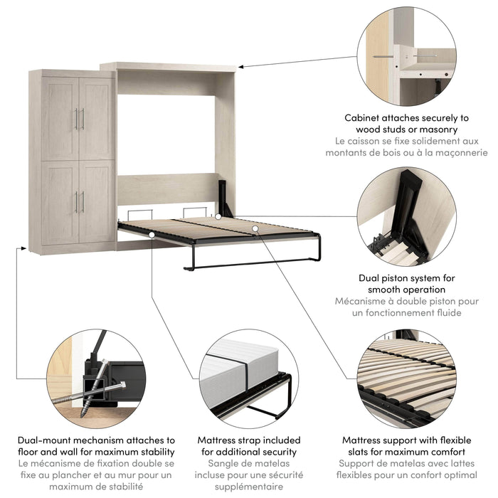 Pending - Bestar Murphy Wall Bed Pur Murphy Bed with Wardrobe (101W) - Available in 5 Colors