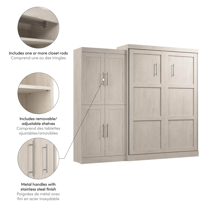 Pending - Bestar Murphy Wall Bed Pur Murphy Bed with Wardrobe (101W) - Available in 5 Colors