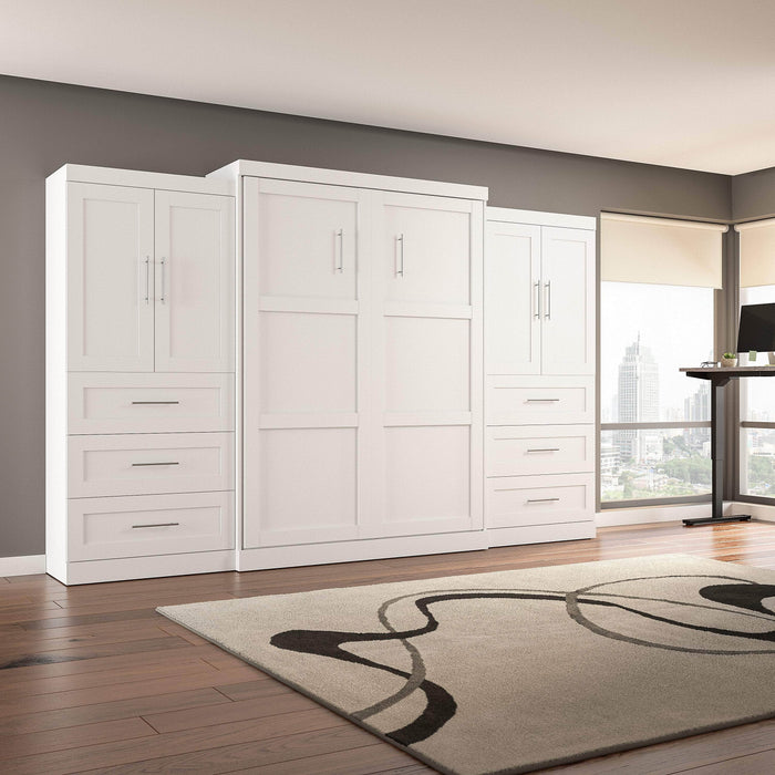 Pending - Bestar Murphy Wall Bed Pur Murphy Bed with Wardrobes (136W) - Available in 5 Colors