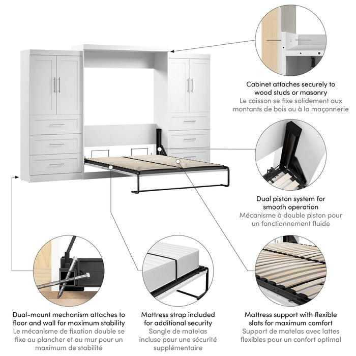 Pending - Bestar Murphy Wall Bed Pur Murphy Bed with Wardrobes (136W) - Available in 5 Colors