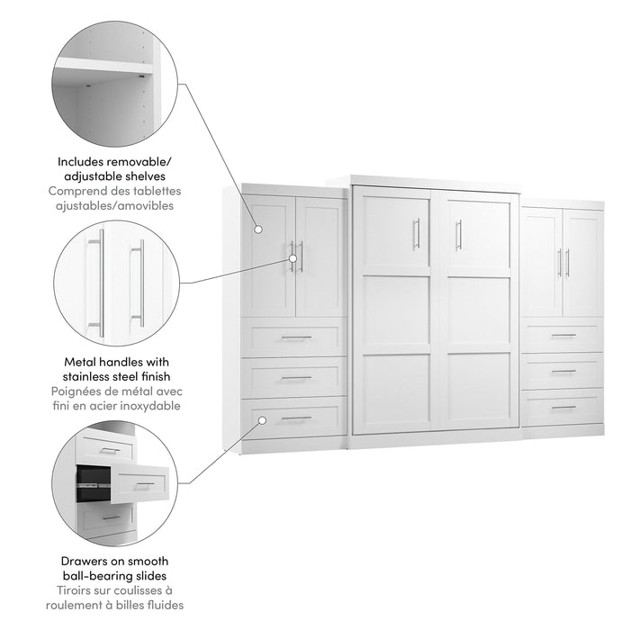 Pending - Bestar Murphy Wall Bed Pur Murphy Bed with Wardrobes (136W) - Available in 5 Colors