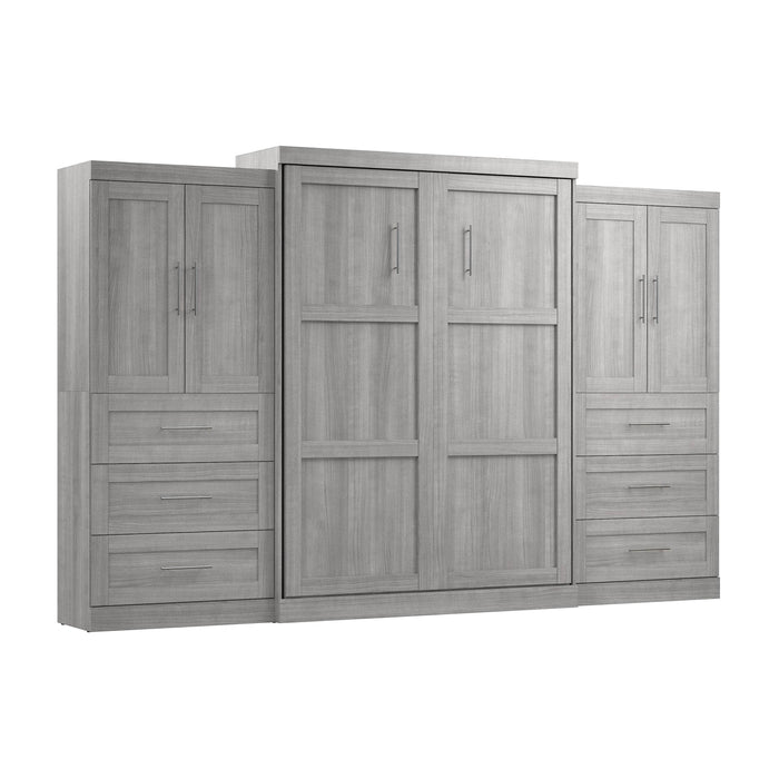 Pending - Bestar Murphy Wall Bed Pur  Murphy Bed with Wardrobes (136W) - Available in 5 Colors