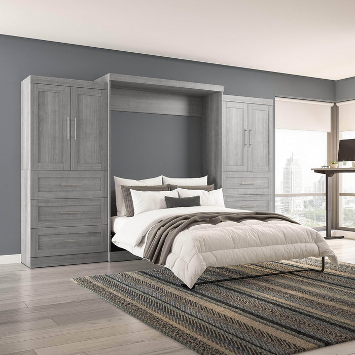 Pending - Bestar Murphy Wall Bed Pur  Murphy Bed with Wardrobes (136W) - Available in 5 Colors