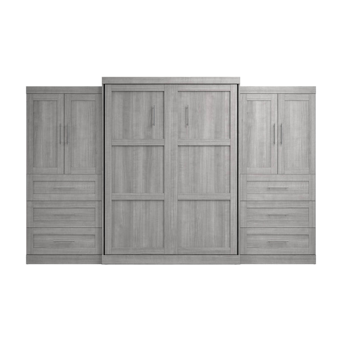 Pending - Bestar Murphy Wall Bed Pur  Murphy Bed with Wardrobes (136W) - Available in 5 Colors