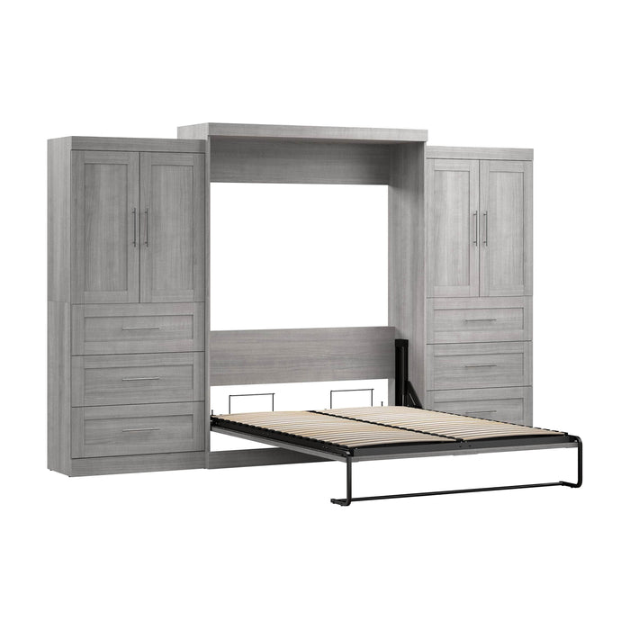 Pending - Bestar Murphy Wall Bed Pur  Murphy Bed with Wardrobes (136W) - Available in 5 Colors