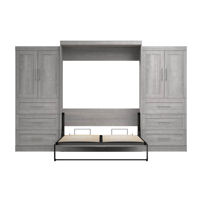 Pending - Bestar Murphy Wall Bed Pur  Murphy Bed with Wardrobes (136W) - Available in 5 Colors