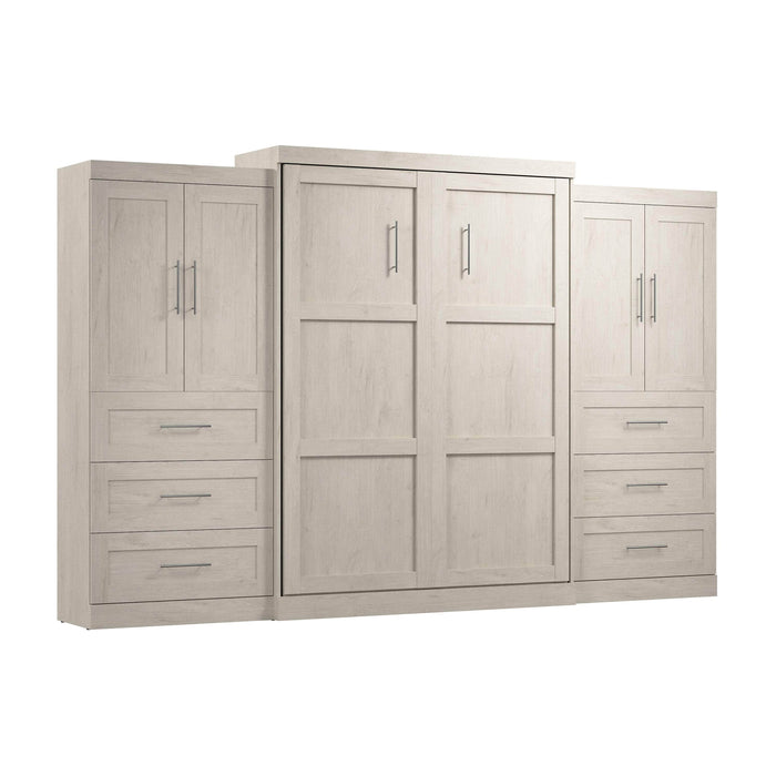 Pending - Bestar Murphy Wall Bed Pur  Murphy Bed with Wardrobes (136W) - Available in 5 Colors