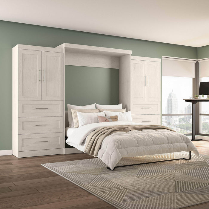 Pending - Bestar Murphy Wall Bed Pur  Murphy Bed with Wardrobes (136W) - Available in 5 Colors