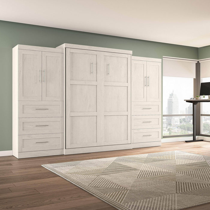 Pending - Bestar Murphy Wall Bed Pur  Murphy Bed with Wardrobes (136W) - Available in 5 Colors