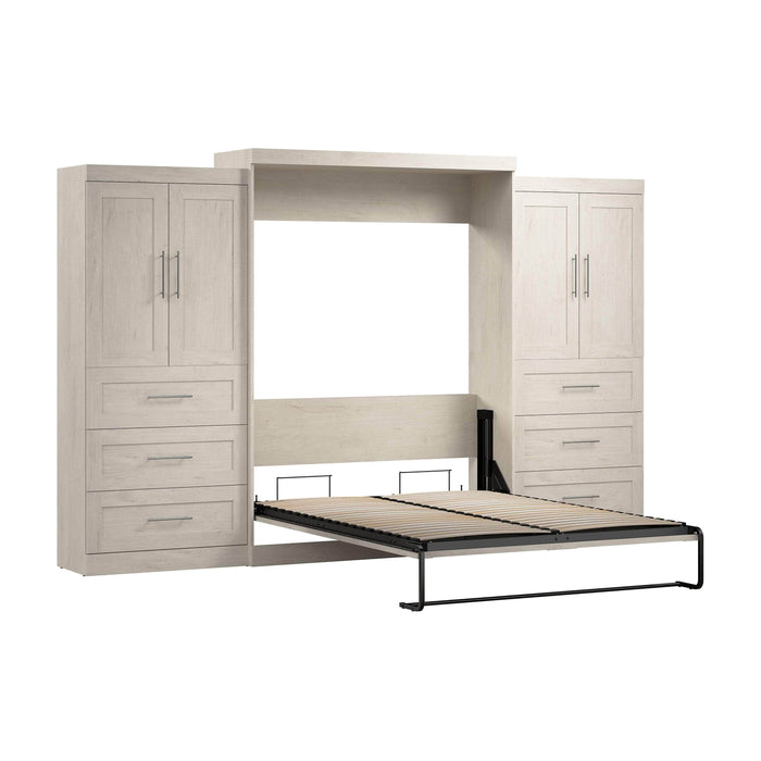 Pending - Bestar Murphy Wall Bed Pur  Murphy Bed with Wardrobes (136W) - Available in 5 Colors