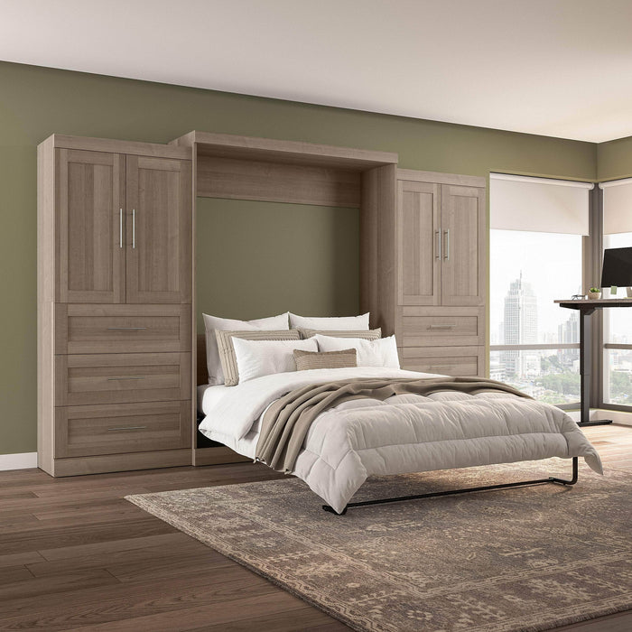 Pending - Bestar Murphy Wall Bed Pur  Murphy Bed with Wardrobes (136W) - Available in 5 Colors