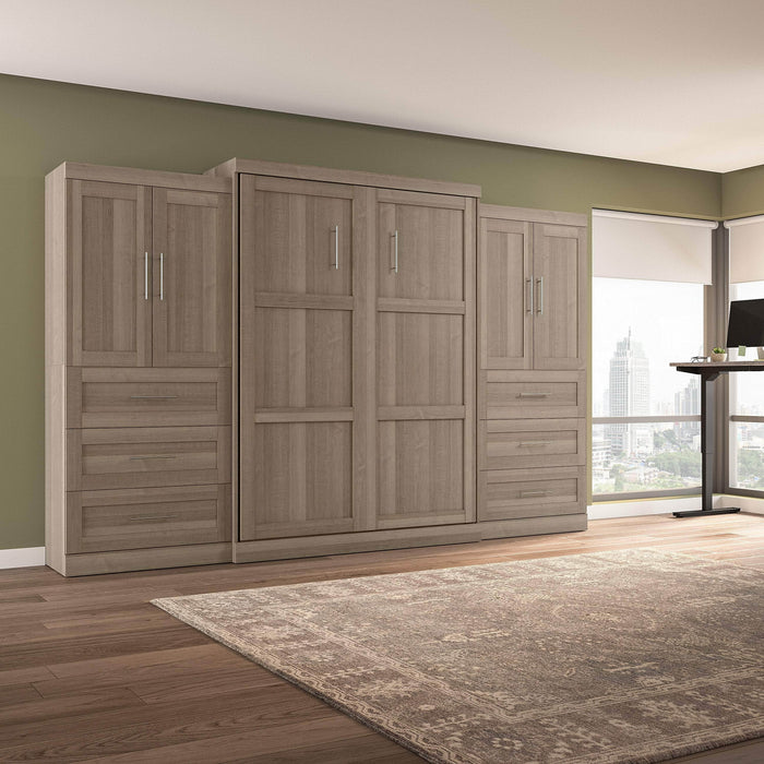 Pending - Bestar Murphy Wall Bed Pur  Murphy Bed with Wardrobes (136W) - Available in 5 Colors