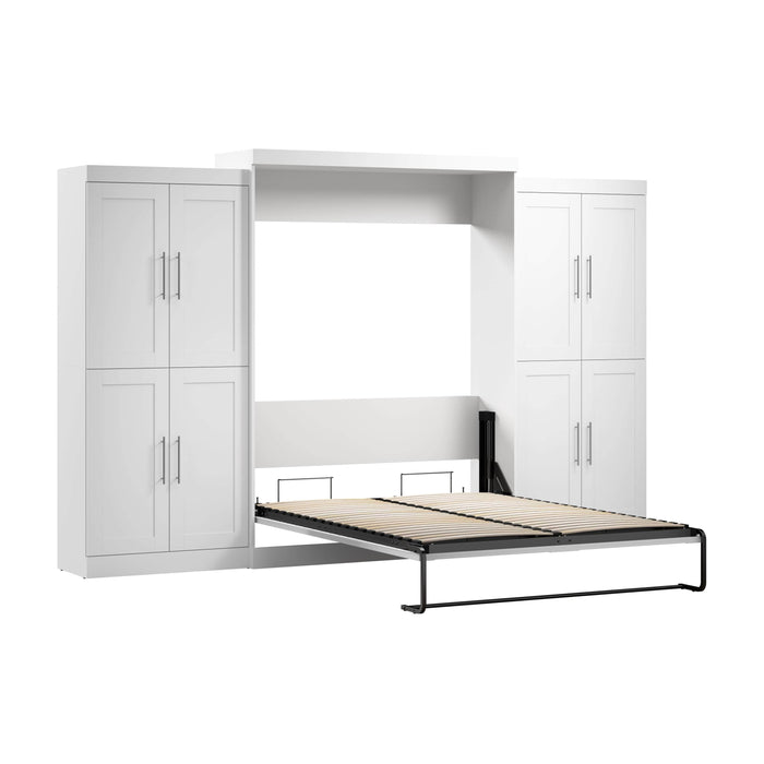 Pending - Bestar Murphy Wall Bed White Pur Murphy Bed with Storage Cabinets (136W) - Available in 5 Colors