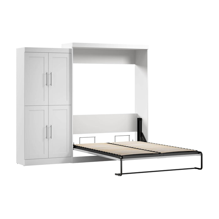 Pending - Bestar Murphy Wall Bed White Pur Murphy Bed with Wardrobe (101W) - Available in 5 Colors