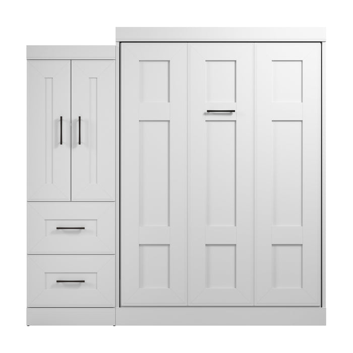 Bestar Edge Full Murphy Bed with Wardrobe (85W) in White